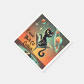 Atomic futuristische kosmische zwarte kat cocktail servet (Hoek)