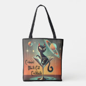 Atomic futuristische kosmische zwarte kat cocktail tote bag (Achterkant)