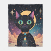 Atomic futuristische kosmische zwarte kat in het m fleece deken (Voorkant)