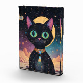 Atomic futuristische kosmische zwarte kat in het m fotoblokken (Rechts)