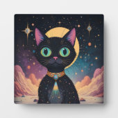 Atomic futuristische kosmische zwarte kat in het m fotoplaat (Voorkant)