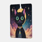 Atomic futuristische kosmische zwarte kat in het m metalen ornament (Voorkant links)