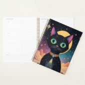 Atomic futuristische kosmische zwarte kat in het m planner (Display)