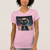 Atomic futuristische kosmische zwarte kat in het m t-shirt (Voorkant)