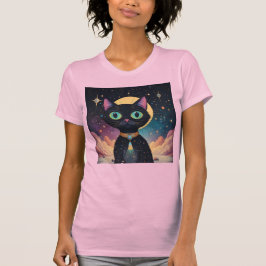 Atomic futuristische kosmische zwarte kat in het m t-shirt