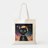 Atomic futuristische kosmische zwarte kat in het m tote bag (Achterkant)