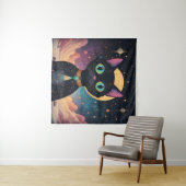 Atomic futuristische kosmische zwarte kat in het m wandkleed (In Situ (horizontaal))