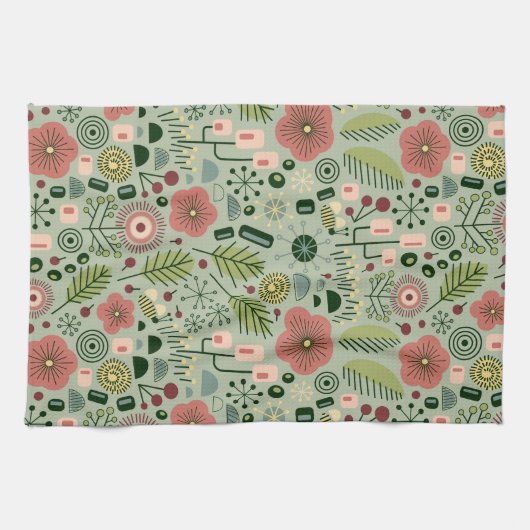 Atomic Garden Bloemen Keuken Handdoek (Horizontaal)