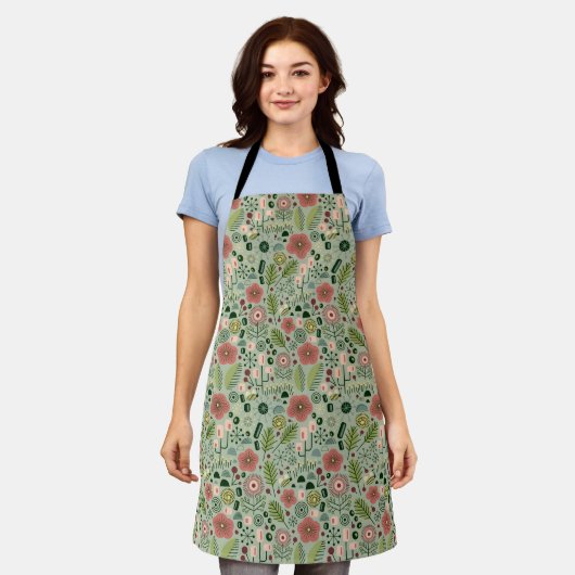 Atomic Garden Floral Apron Schort (Gedragen)