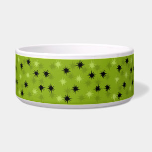 Atomic Green Starbursts Ceramic Dog Bowl Voerbakje