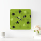 Atomic Green Starbursts Square Wall klok (Huis)