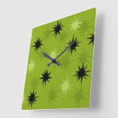 Atomic Green Starbursts Square Wall klok (Hoek)