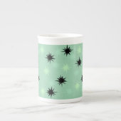 Atomic Jade en Mint Starbursts Bone China Mok (Voorkant)
