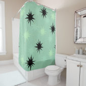 Atomic Jade en Mint Starbursts Shower Curtain Douchegordijn (In situ)