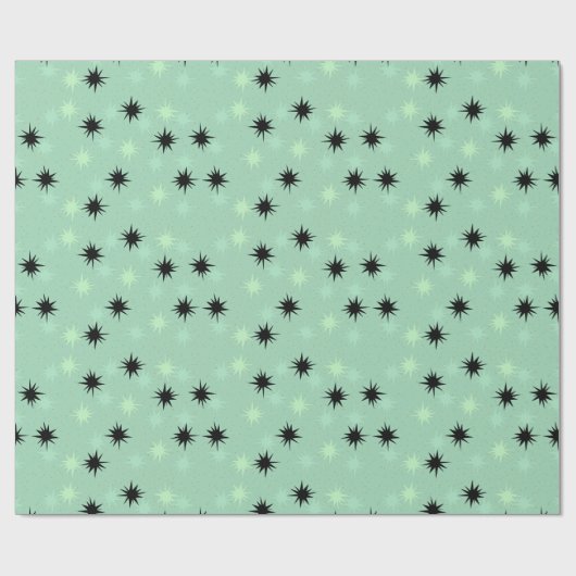 Atomic Jade en Mint Starbursts Wrapping Paper Cadeaupapier (Vlak)