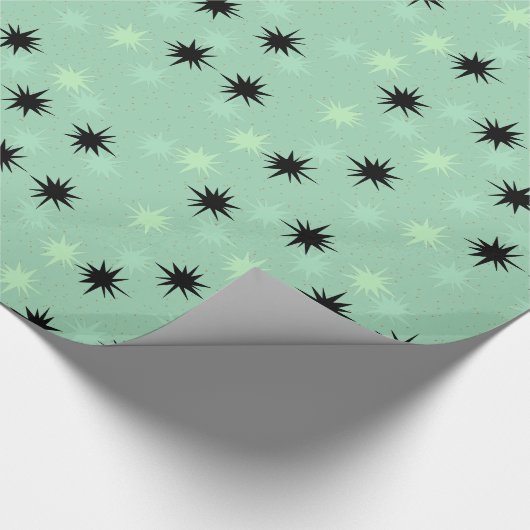 Atomic Jade en Mint Starbursts Wrapping Paper Cadeaupapier (Hoek)