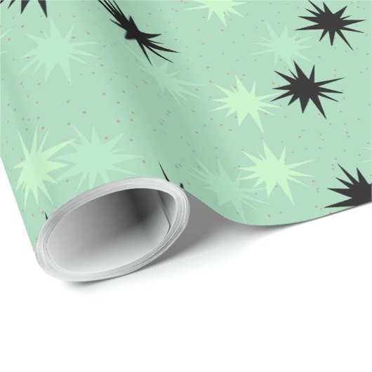 Atomic Jade en Mint Starbursts Wrapping Paper Cadeaupapier (Rol Hoek)