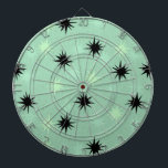 Atomic Jade & Mint Starbursts Igloo Dart Board Dartbord<br><div class="desc">Dit Atomic Jade en Mint Starbursts Dart Board heeft alle moderne pret uit de midden eeuw van de keuken van je oma, min het kleverige linoleum. Het kitschy ontwerp kenmerkt een jade achtergrond met gouden spiegels en willekeurig geplaatste starbursts in zwart, jade en munt. Dit geïnspireerde patroon is stijlvol en...</div>
