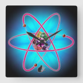 Atomic Jewels Vierkante Klok (Voorkant)