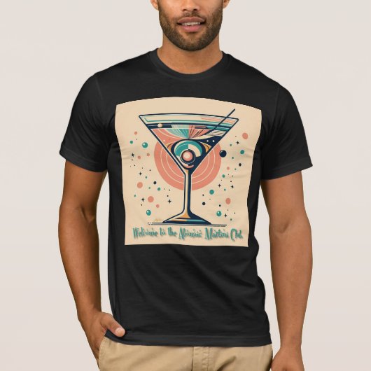 Atomic Martini Club Retro Futuristic Space Age T-shirt (Voorkant)