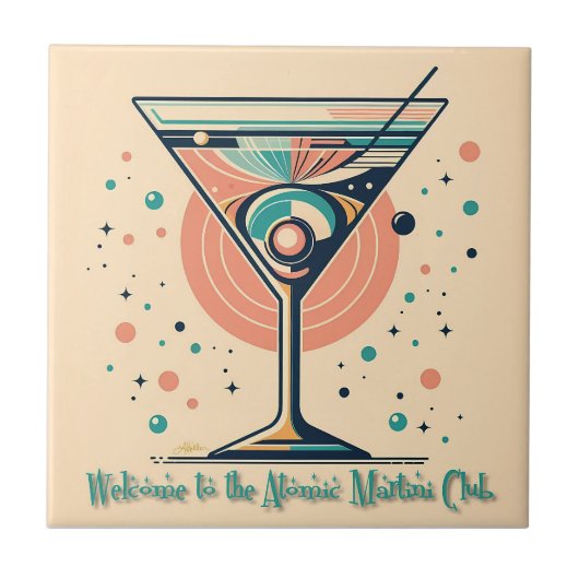 Atomic Martini Club Retro Futuristic Space Age Tegeltje (Voorkant)