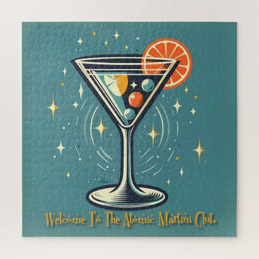 Atomic Martini Club Retro Futuristische Cocktail Legpuzzel (Verticaal)