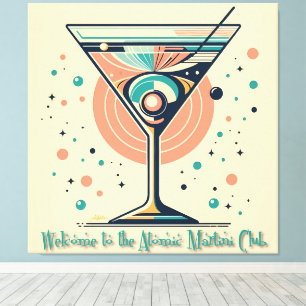 Atomic Martini Club Retro Futuristische Ruimte Lee Canvas Afdruk