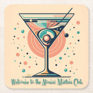 Atomic Martini Club Retro Futuristische Ruimte Lee Kartonnen Onderzetters