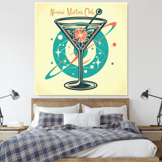 Atomic Martini Club Space Age Canvas Afdruk (Insitu (Slaapkamer))