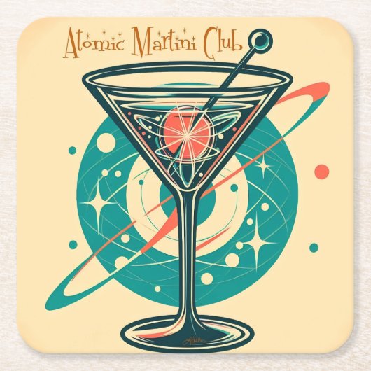 Atomic Martini Club Space Age Kartonnen Onderzetters (Voorkant)