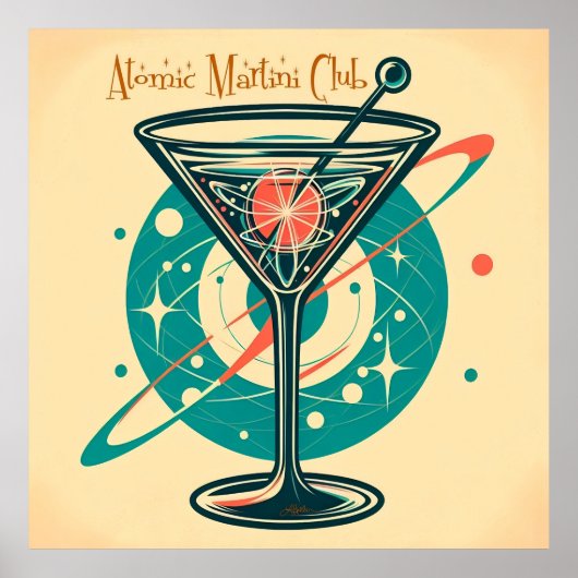 Atomic Martini Club Space Age Poster (Voorkant)