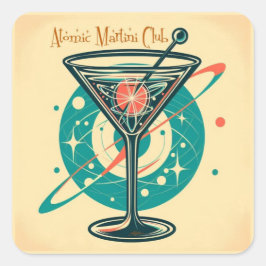 Atomic Martini Club Space Age Vierkante Sticker