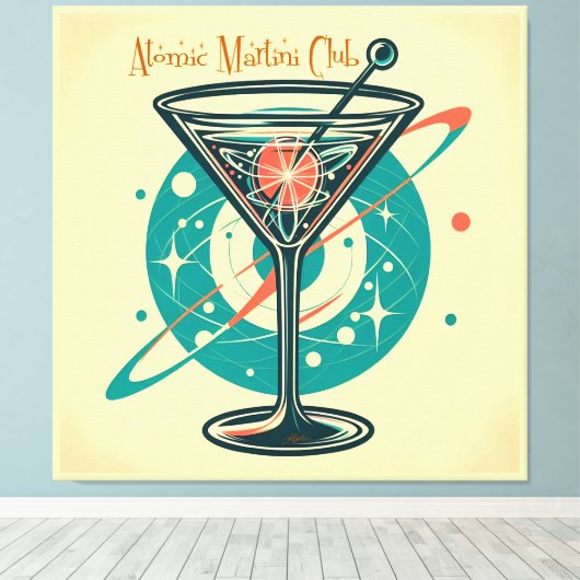 Atomic Martini Club Space Leeftijd Canvas Afdruk (Insitu (Houten vloer))