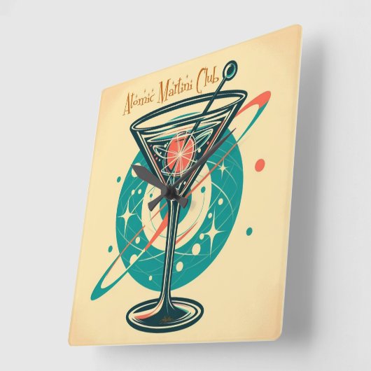 Atomic Martini Club Vierkante Klok (Hoek)