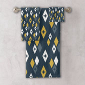 Atomic MCM Diamanten Patroon Navy, Mosterd Geel Bad Handdoek