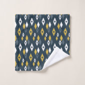 Atomic MCM Diamanten Patroon Navy, Mosterd Geel Bad Handdoek (Wasdoekje)