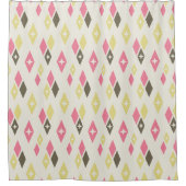 Atomic MCM Diamonds Patroonroze, geel, groen Douchegordijn (Voorkant)