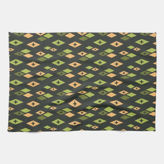 Atomic MCM Diamonds Pattern Green, Oranje Theedoek (Horizontaal)
