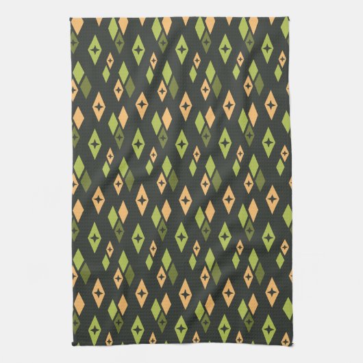 Atomic MCM Diamonds Pattern Green, Oranje Theedoek (Verticaal)