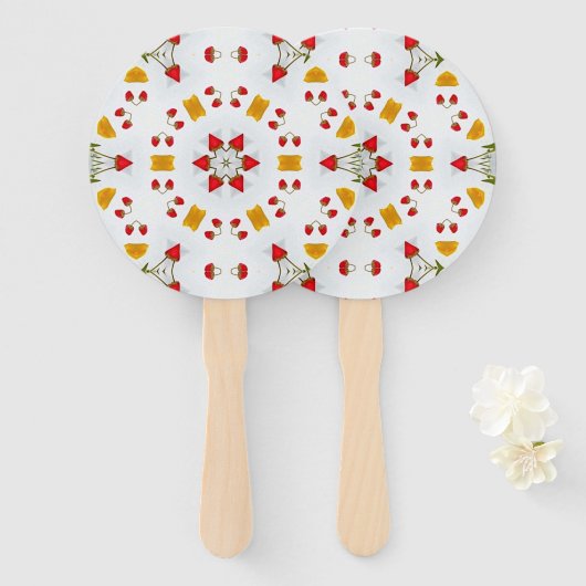 Atomic Mid Century Flower Handwaaier (Voorkant en achterkant)