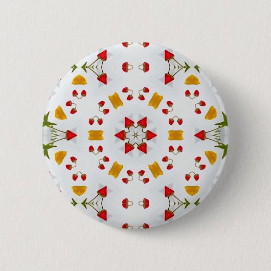 Atomic Mid Century Flower Ronde Button 5,7 Cm (Voorkant)