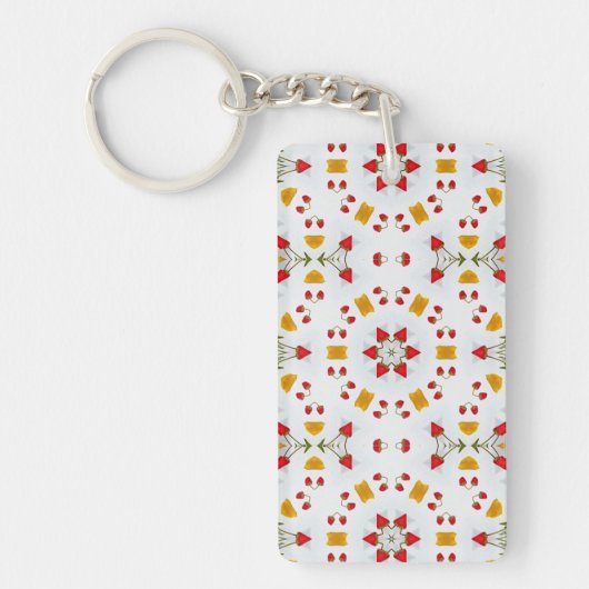 Atomic Mid Century Flower  Sleutelhanger (Voorkant)
