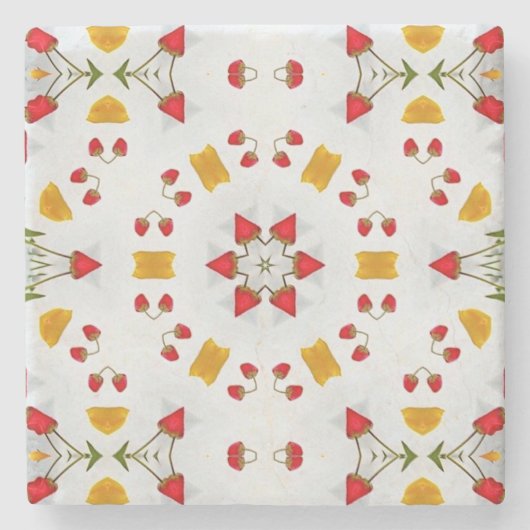 Atomic Mid Century Flower  Stenen Onderzetter (Voorkant)