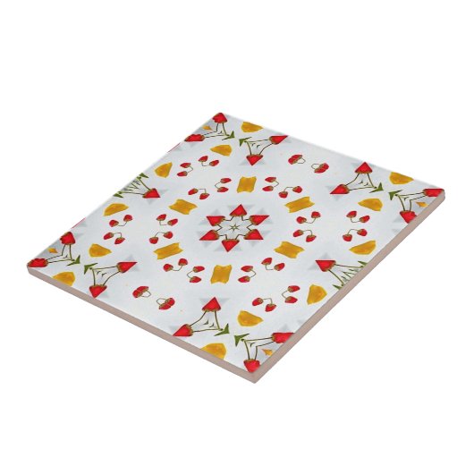 Atomic Mid Century Flower Tegeltje (Zijkant)