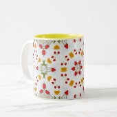 Atomic Mid Century Flower  Tweekleurige Koffiemok (Voorkant links)