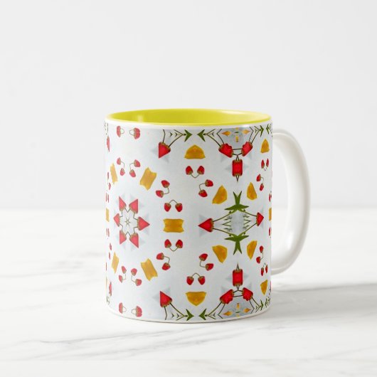 Atomic Mid Century Flower  Tweekleurige Koffiemok (Voorkant rechts)