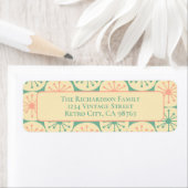 Atomic Mid Century Modern Retro 50s Blauwgroen Roz Etiket (Insitu)