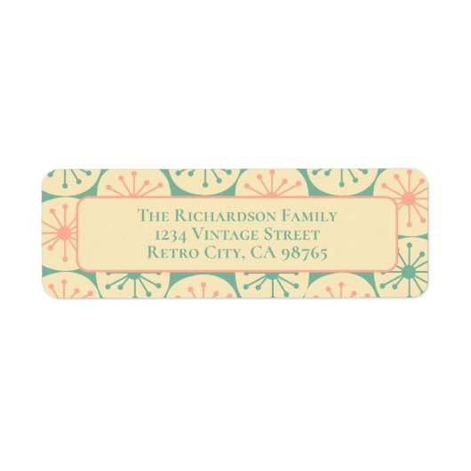 Atomic Mid Century Modern Retro 50s Blauwgroen Roz Etiket (Voorkant)