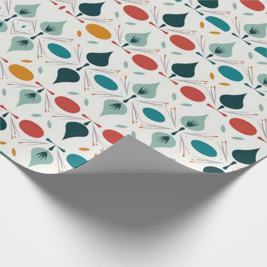 Atomic Mid Century Moderne Kerstmis Cadeaupapier (Hoek)