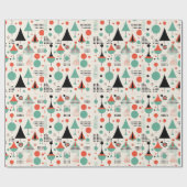 Atomic Mid Century Moderne Kerstmis Cadeaupapier (Vlak)